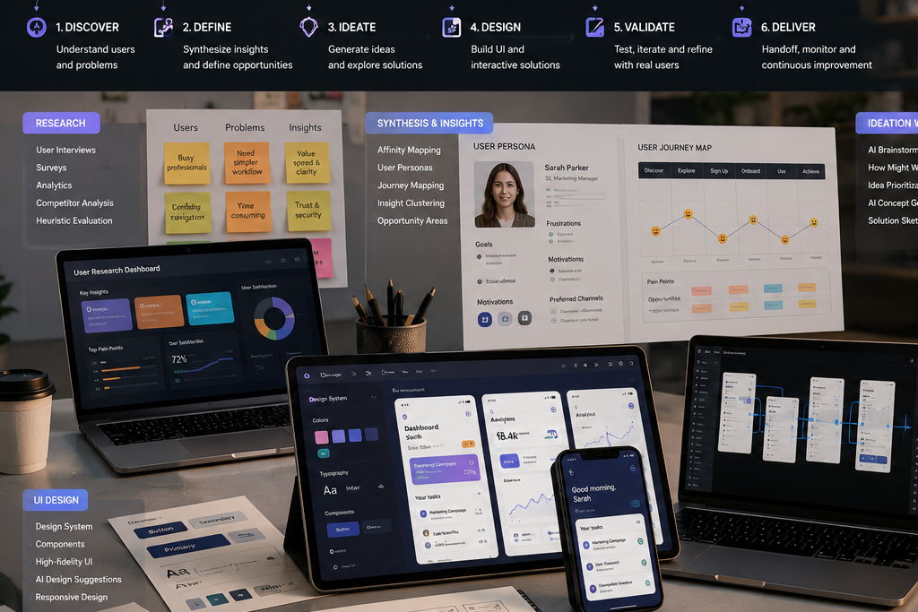 product research and user experience research with AI assisted workflow.